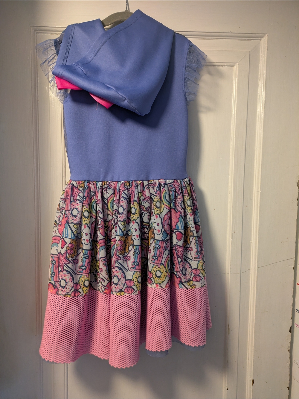 Nickelodeon Pink and Purple Unicorn & Donut Layered Dress with Denim Vest Print - Picture 2 of 5